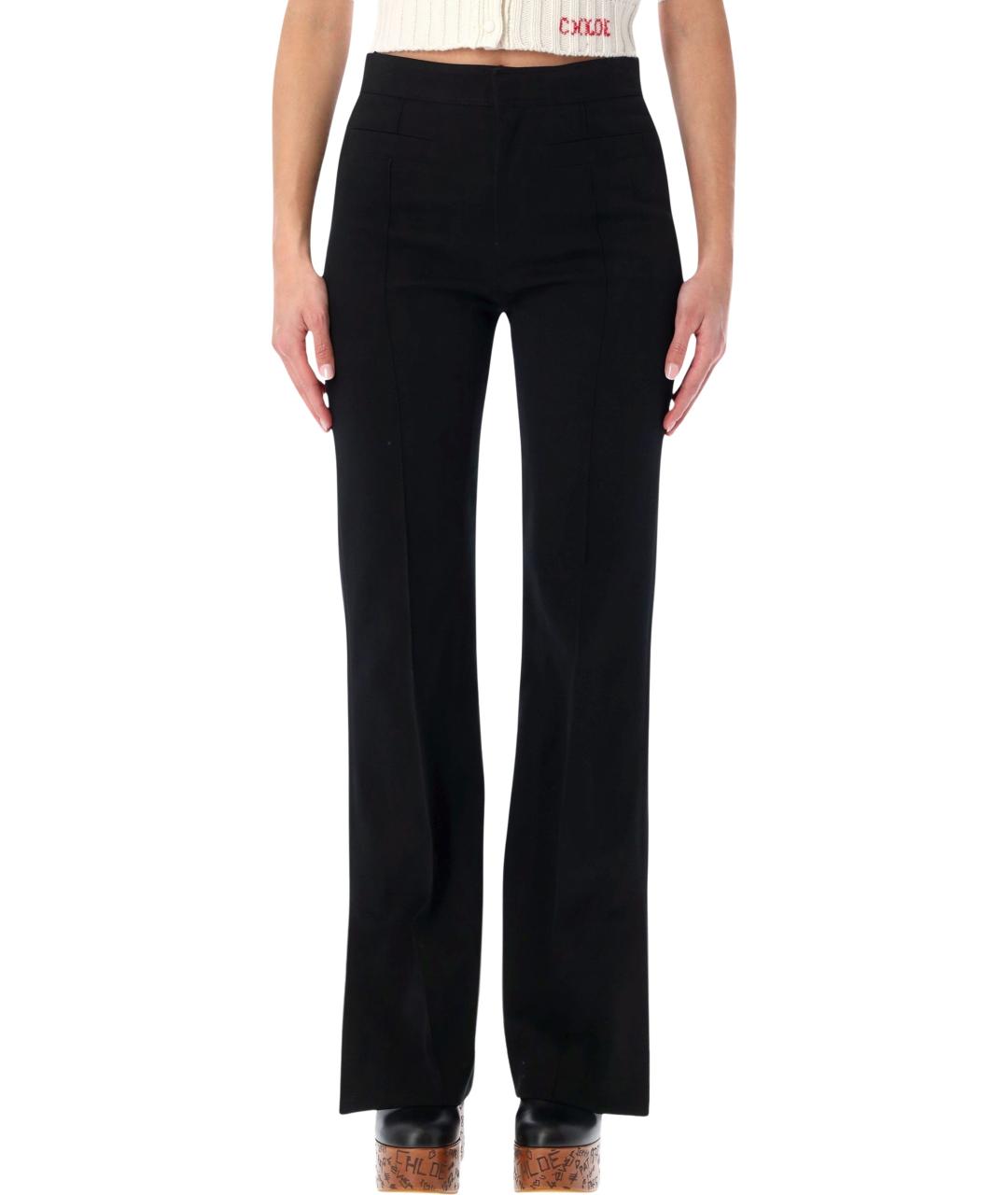 CHLOE Черные хлопковые прямые брюки, фото 2