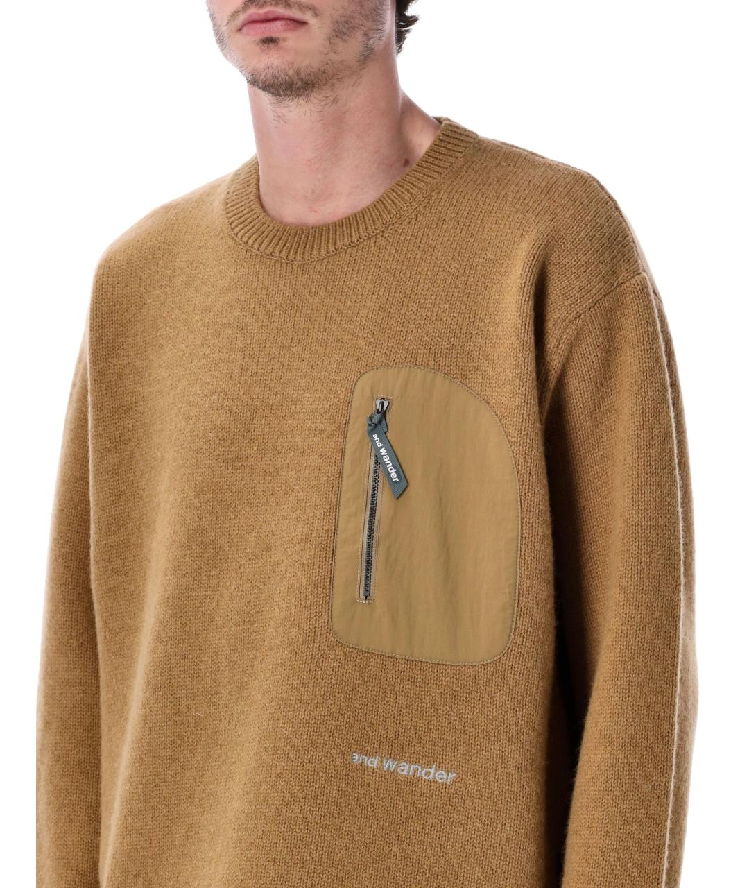AND WANDER Бежевый шерстяной джемпер / свитер, фото 3