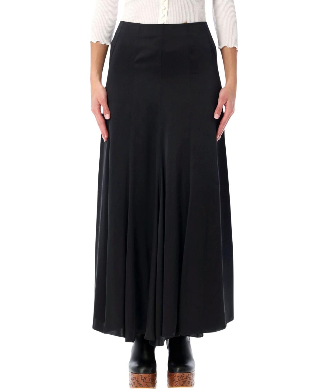 CHLOE Черная шелковая юбка миди, фото 4