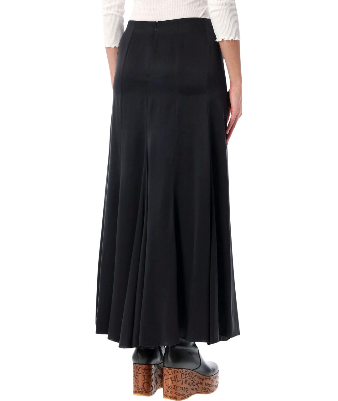 CHLOE Черная шелковая юбка миди, фото 2