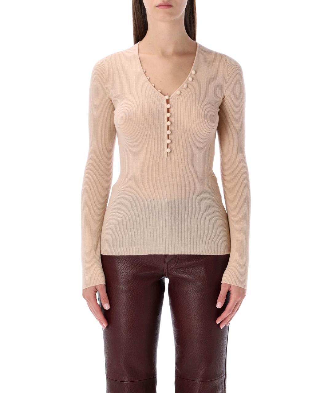 CHLOE Бежевый шерстяной джемпер / свитер, фото 2