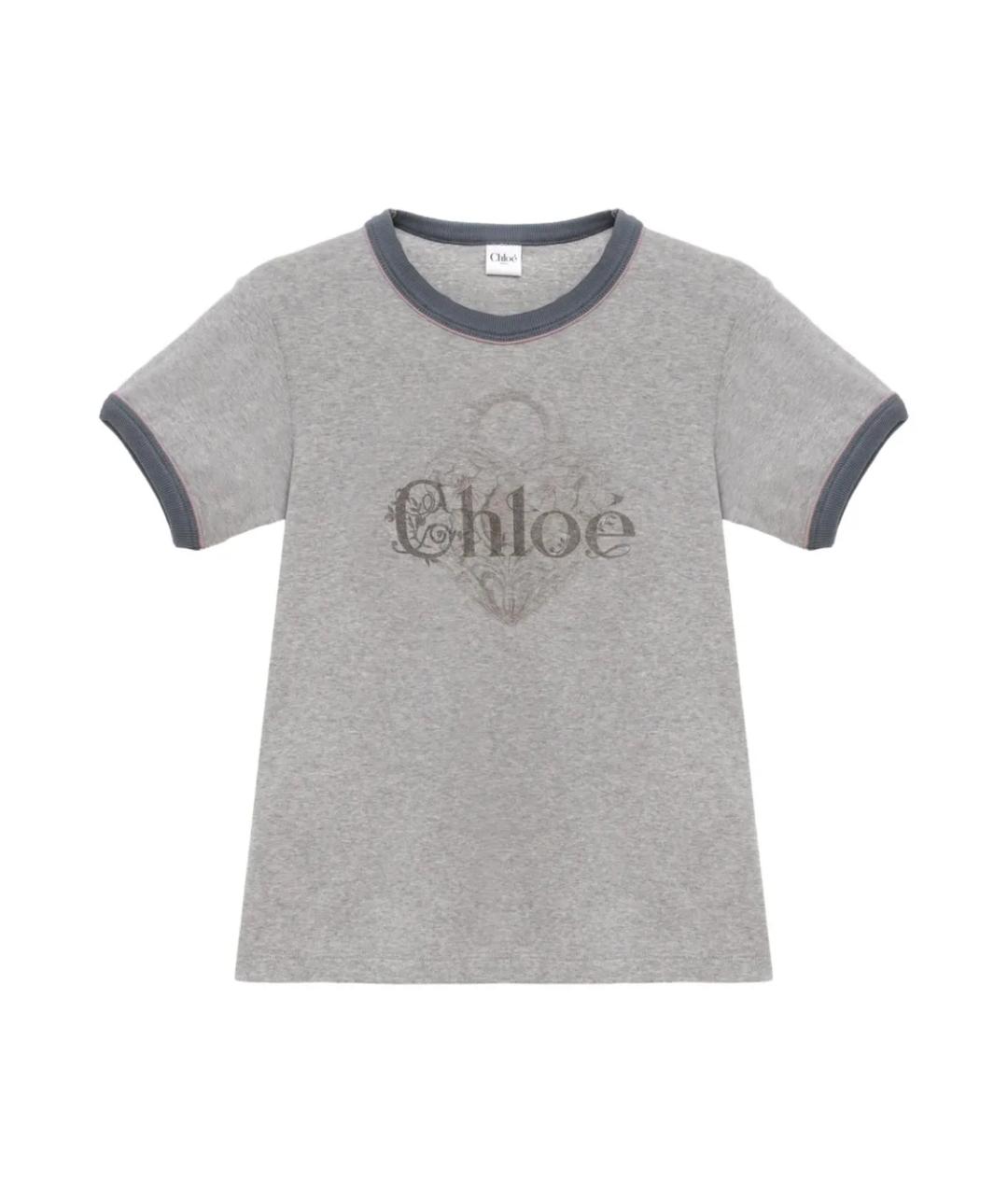 CHLOE Серая хлопковая футболка, фото 1