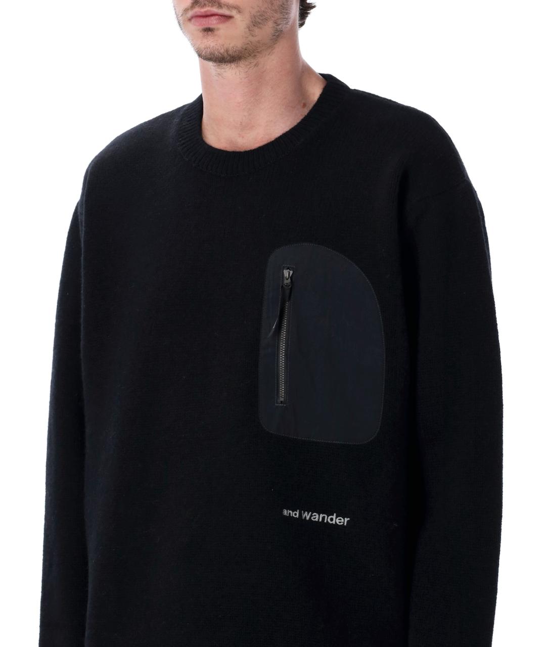 AND WANDER Черный шерстяной джемпер / свитер, фото 4
