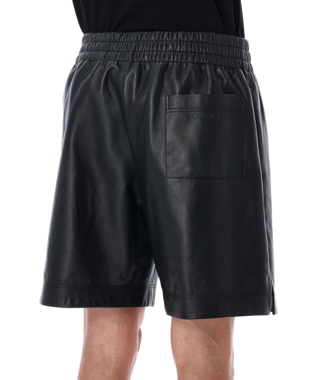 GUCCI Черные кожаные шорты, фото 4