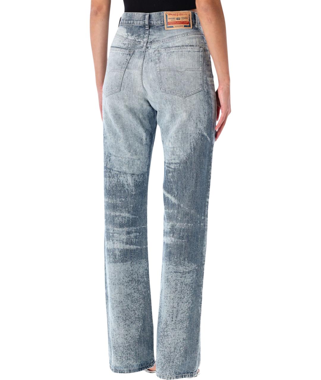 DIESEL Голубые хлопковые прямые джинсы, фото 3