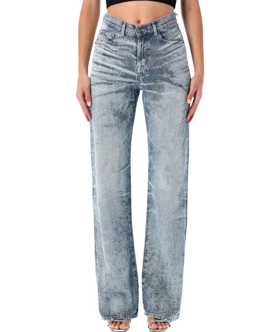 DIESEL Голубые хлопковые прямые джинсы, фото 2