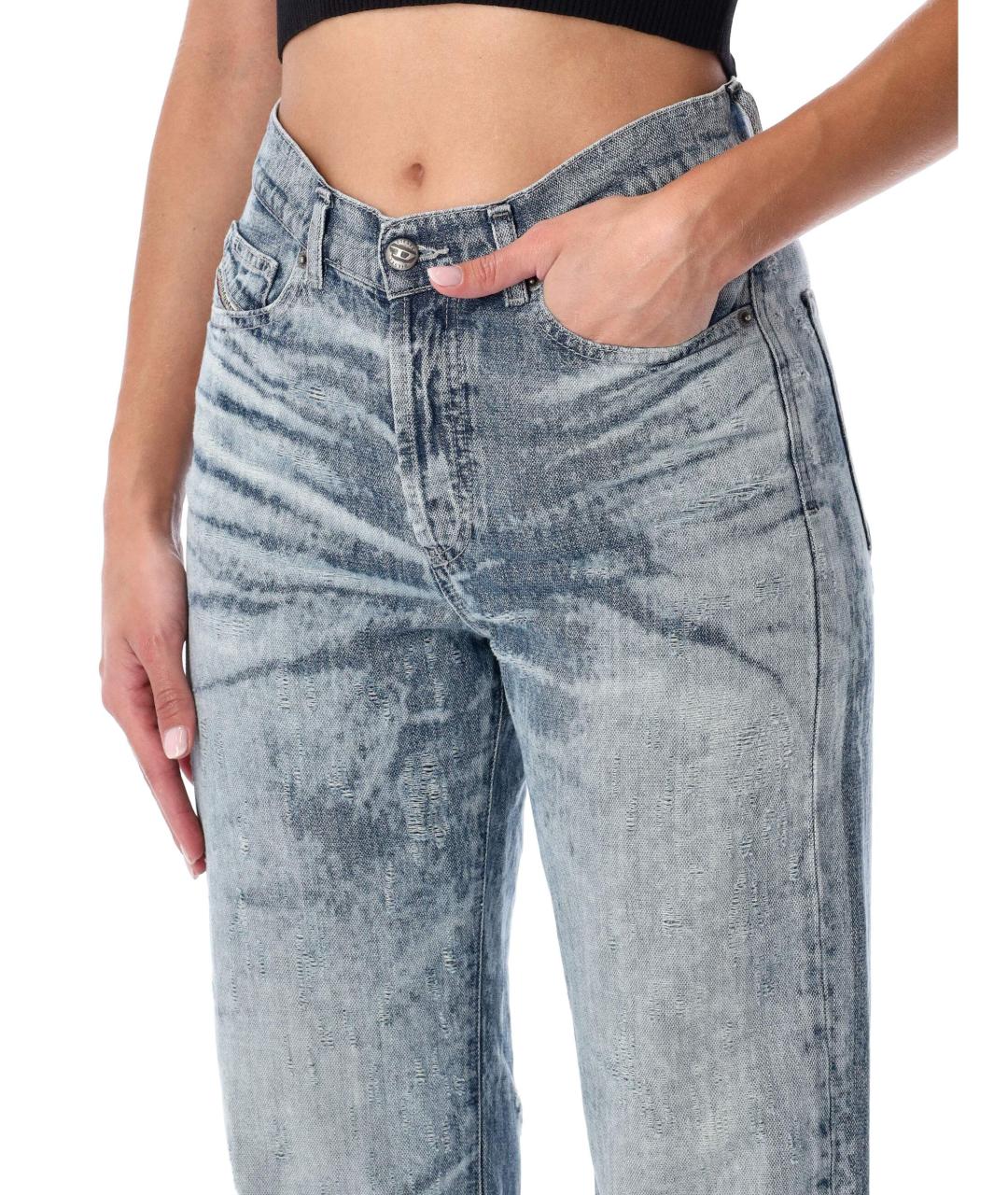 DIESEL Голубые хлопковые прямые джинсы, фото 4