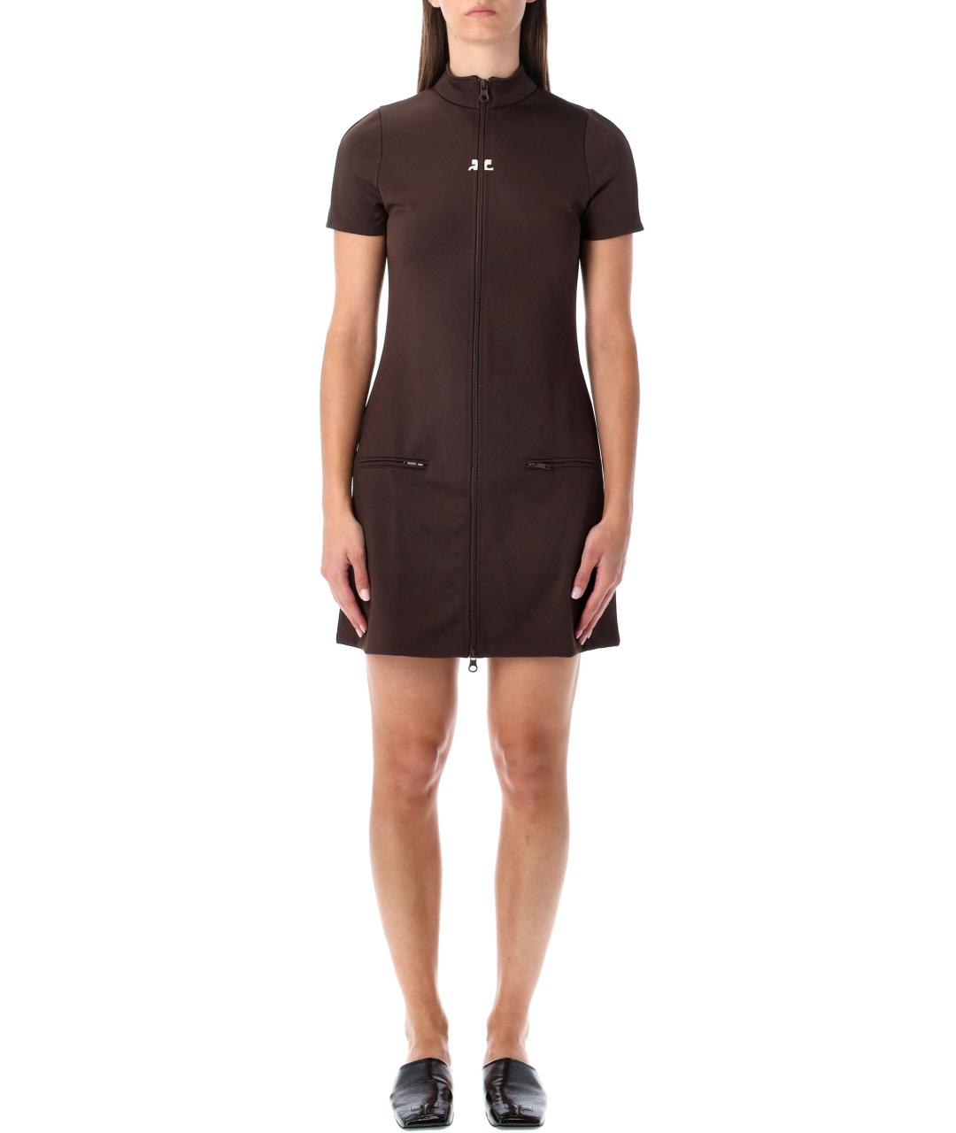 COURREGES Коричневое полиэстеровое повседневное платье, фото 2