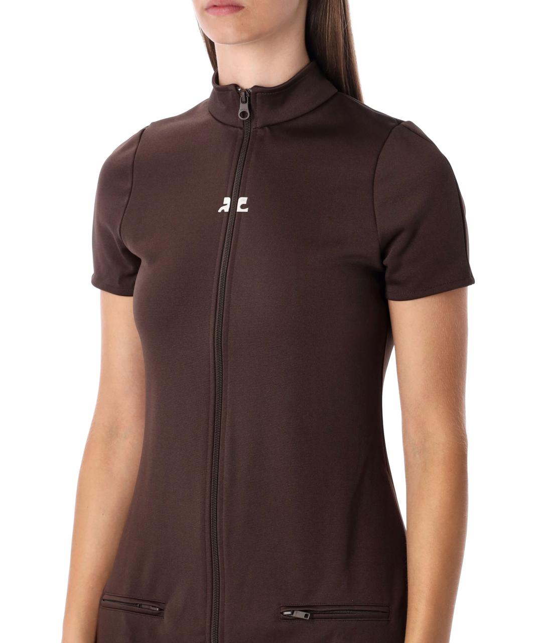 COURREGES Коричневое полиэстеровое повседневное платье, фото 4