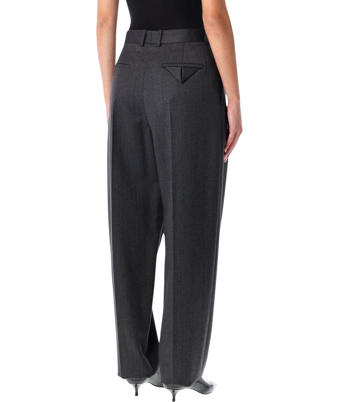 BOTTEGA VENETA Черные шерстяные прямые брюки, фото 3