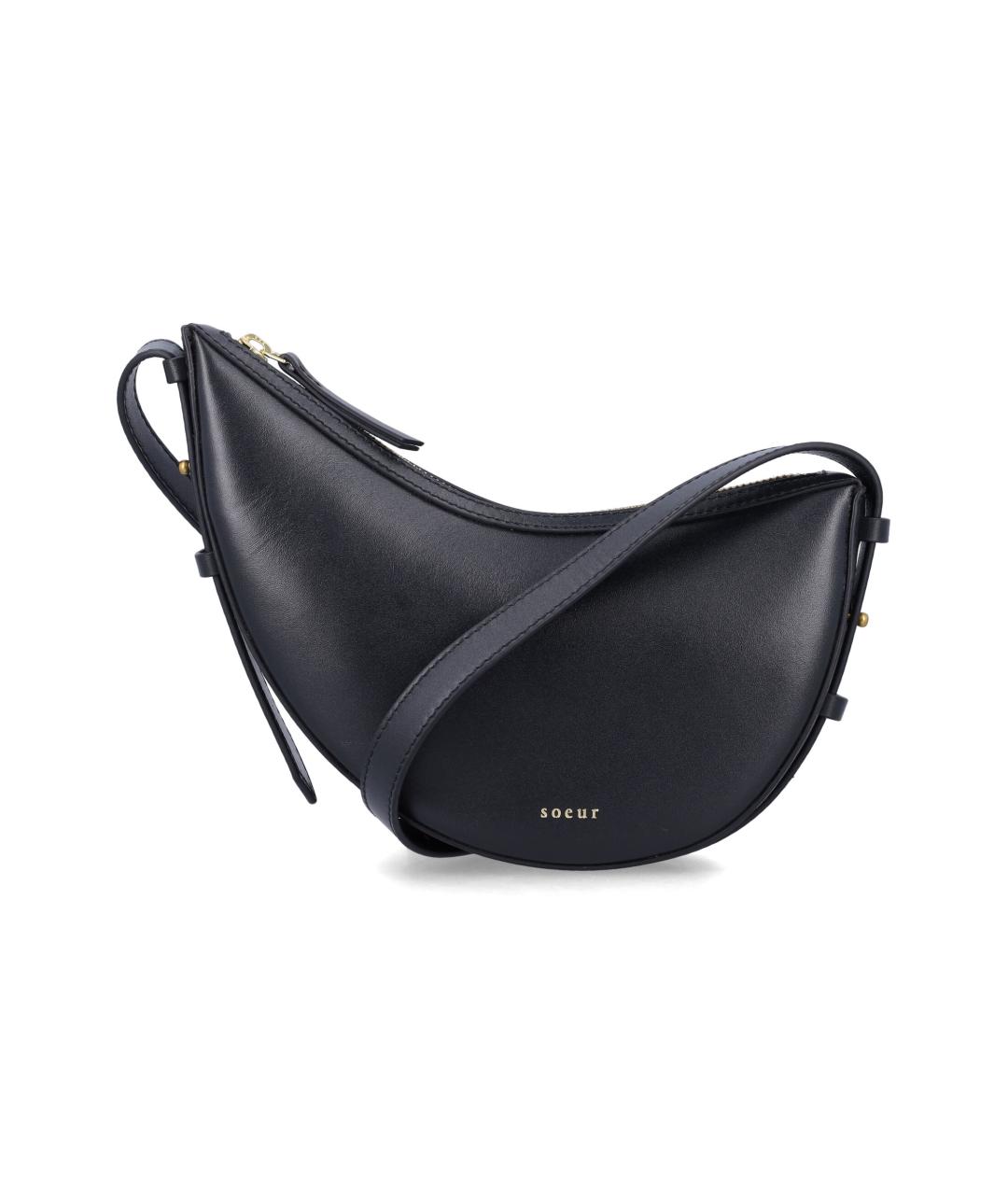 SOEUR Черная кожаная сумка через плечо, фото 1