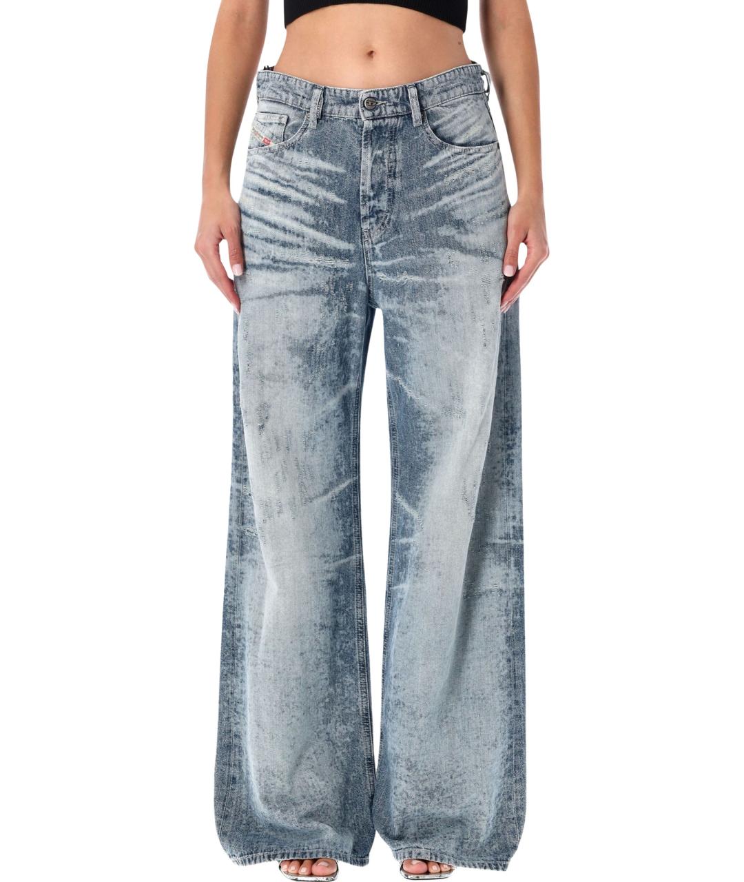 DIESEL Голубые хлопковые прямые джинсы, фото 2