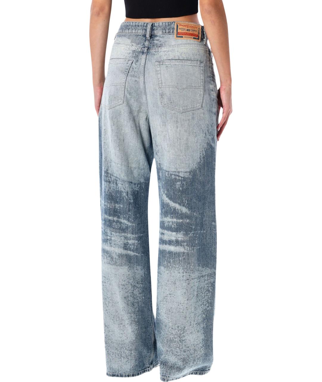 DIESEL Голубые хлопковые прямые джинсы, фото 3