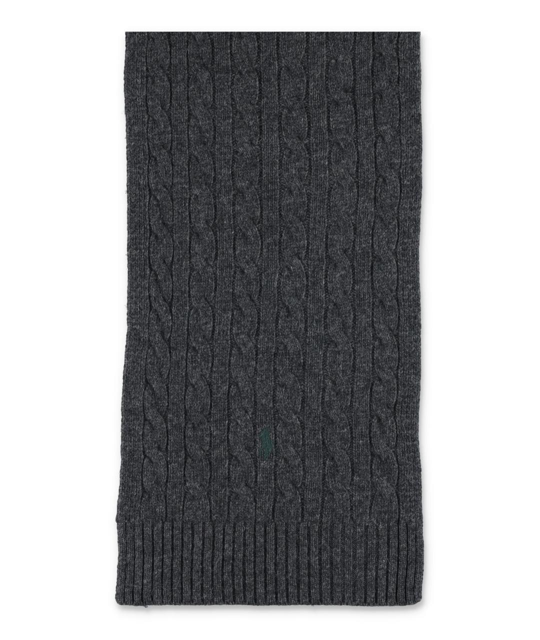 POLO RALPH LAUREN Серый шерстяной шарф, фото 2
