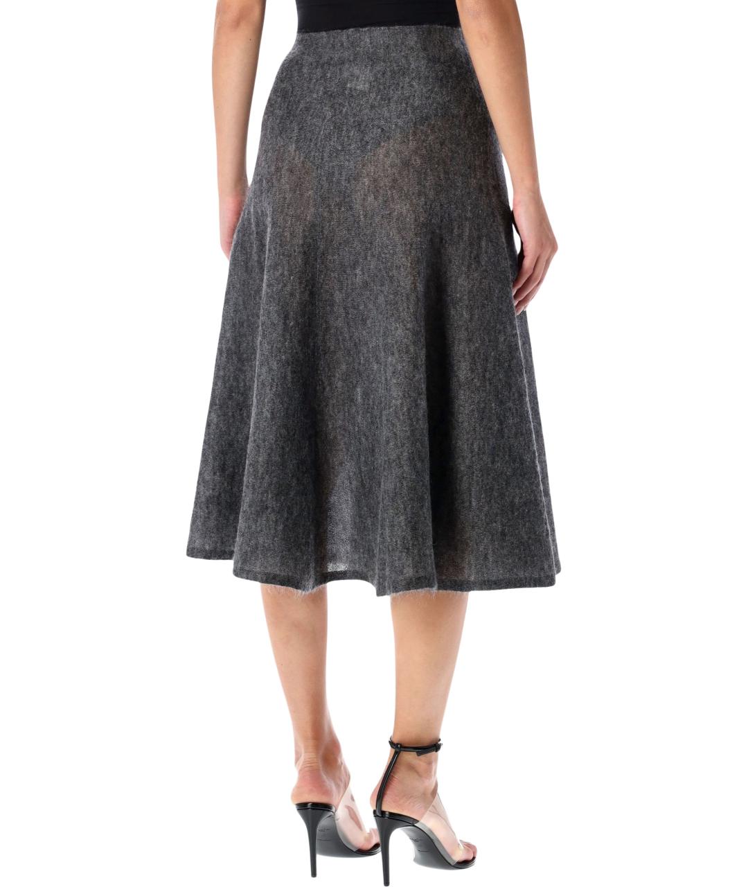 ALAIA Серая шерстяная юбка миди, фото 2