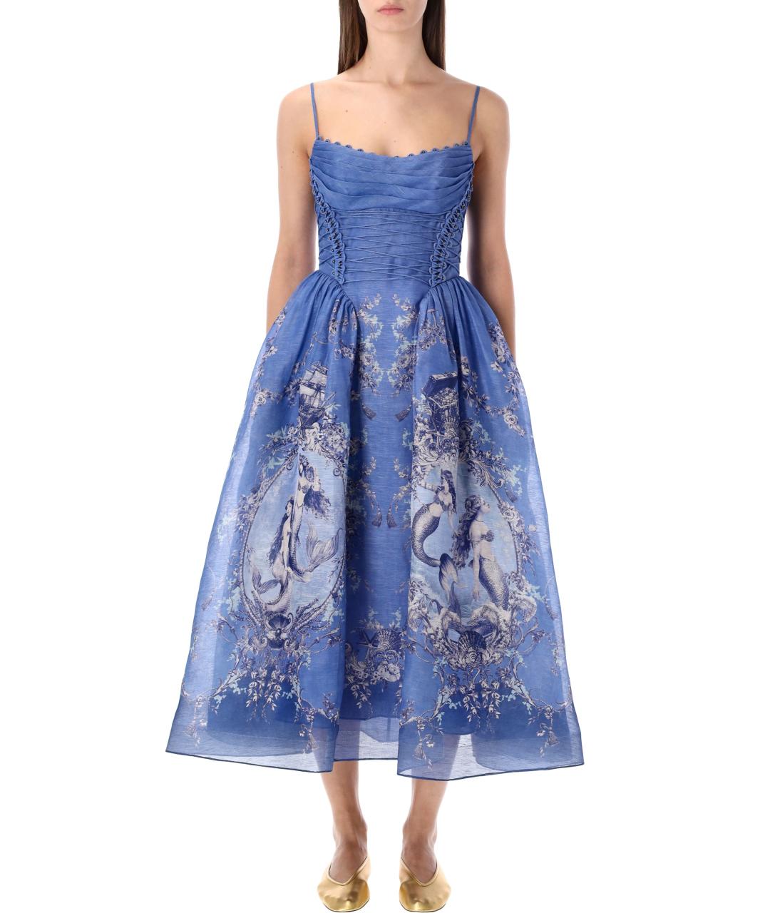 ZIMMERMANN Синее льняное вечернее платье, фото 4