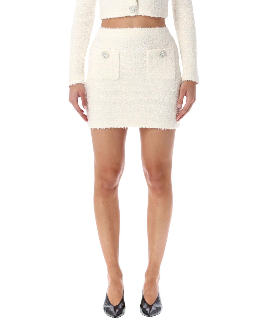 SELF-PORTRAIT Белая хлопковая юбка мини, фото 4