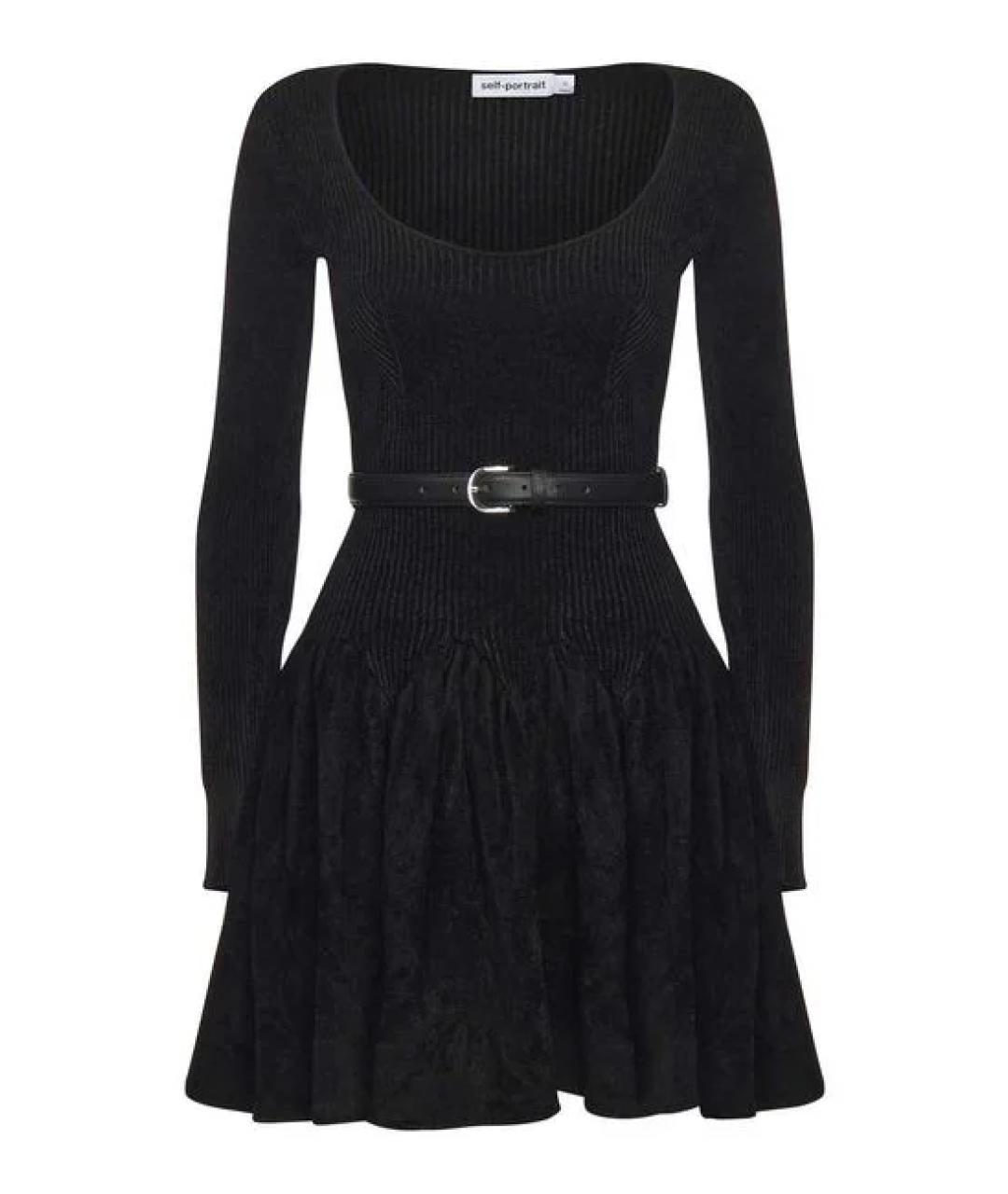 SELF-PORTRAIT Черное вискозное повседневное платье, фото 1