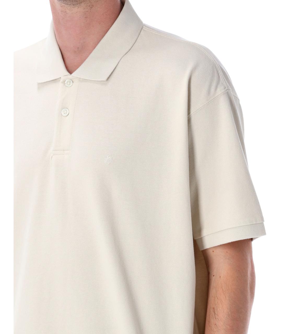 STUSSY Бежевое хлопковое поло с коротким рукавом, фото 3