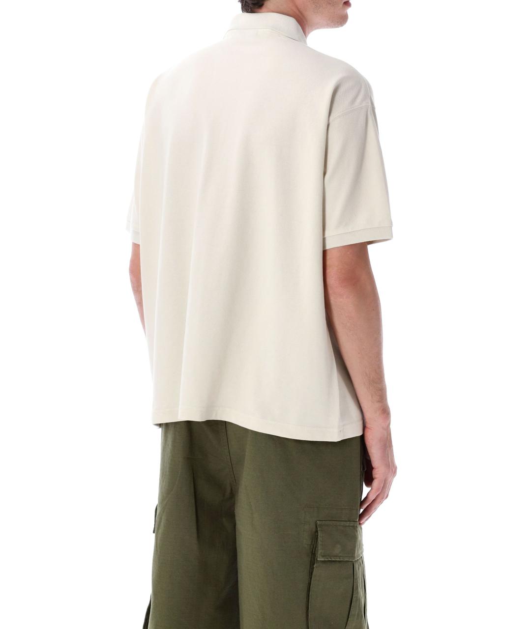 STUSSY Бежевое хлопковое поло с коротким рукавом, фото 2