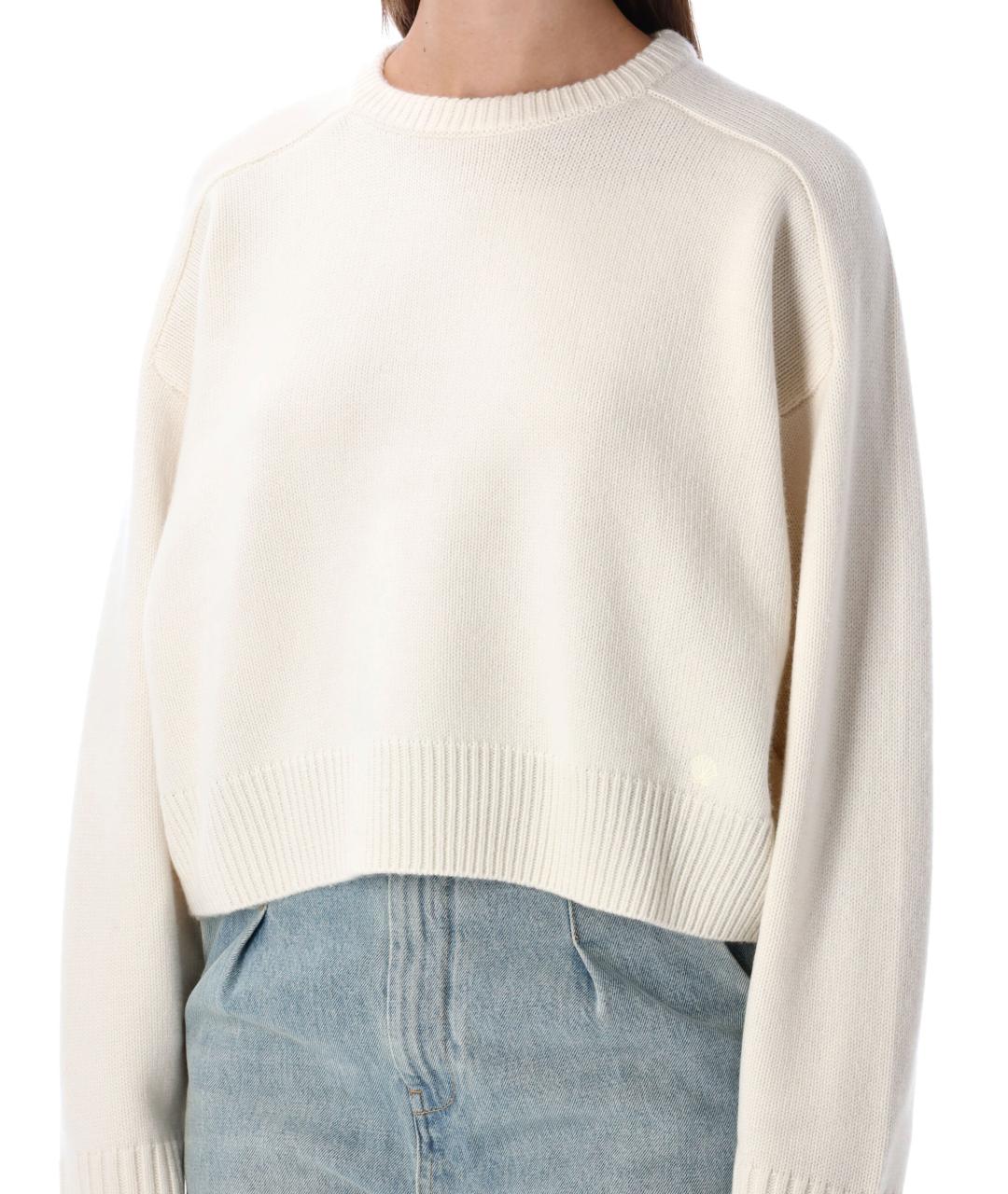 LOULOU STUDIO Белый шерстяной джемпер / свитер, фото 3