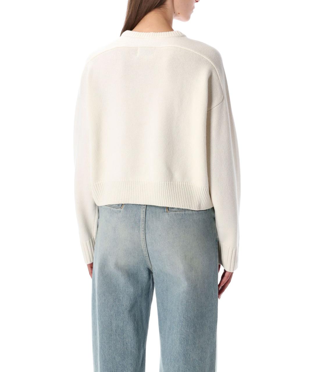 LOULOU STUDIO Белый шерстяной джемпер / свитер, фото 2