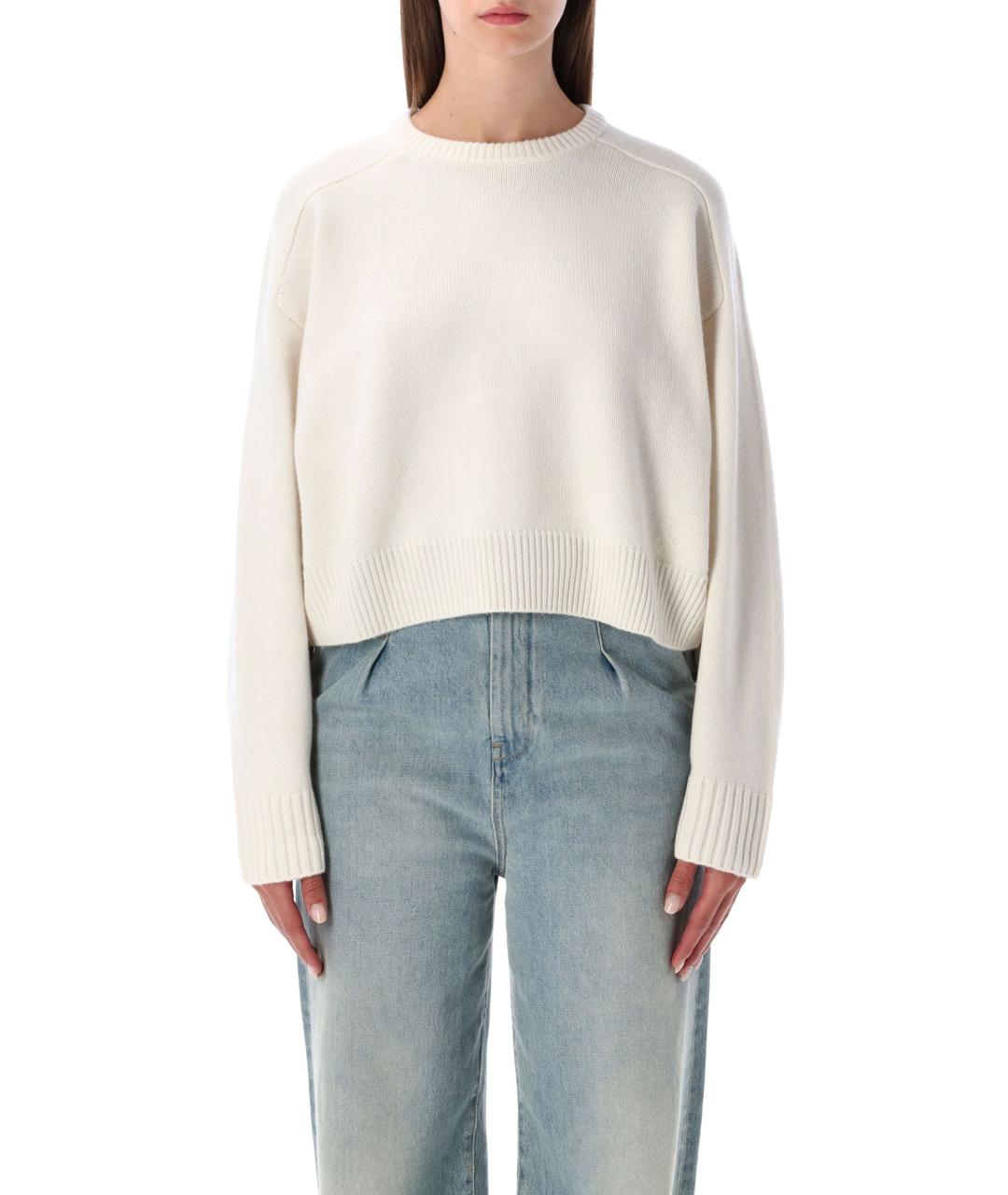 LOULOU STUDIO Белый шерстяной джемпер / свитер, фото 4