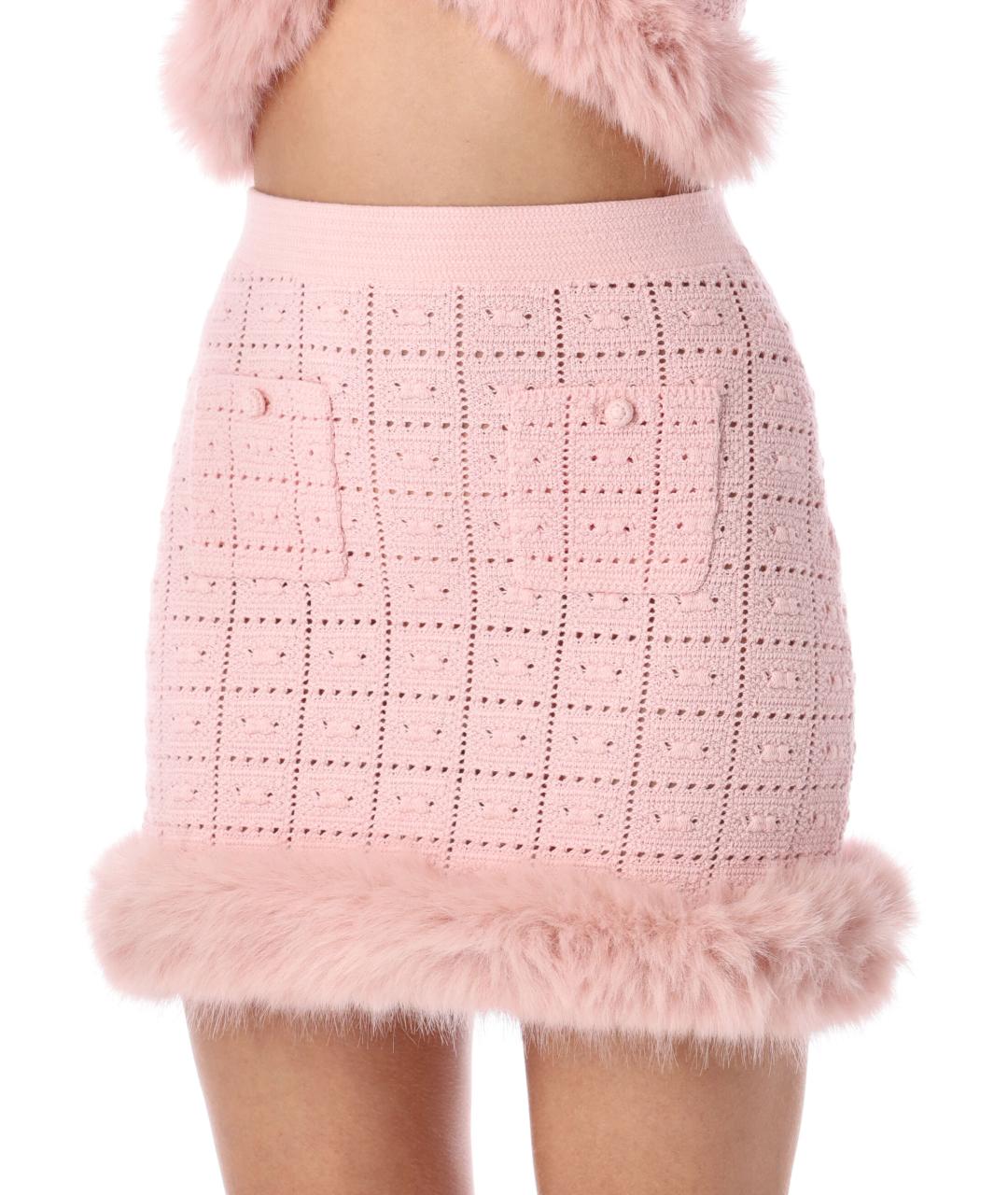 SELF-PORTRAIT Розовая хлопковая юбка мини, фото 3