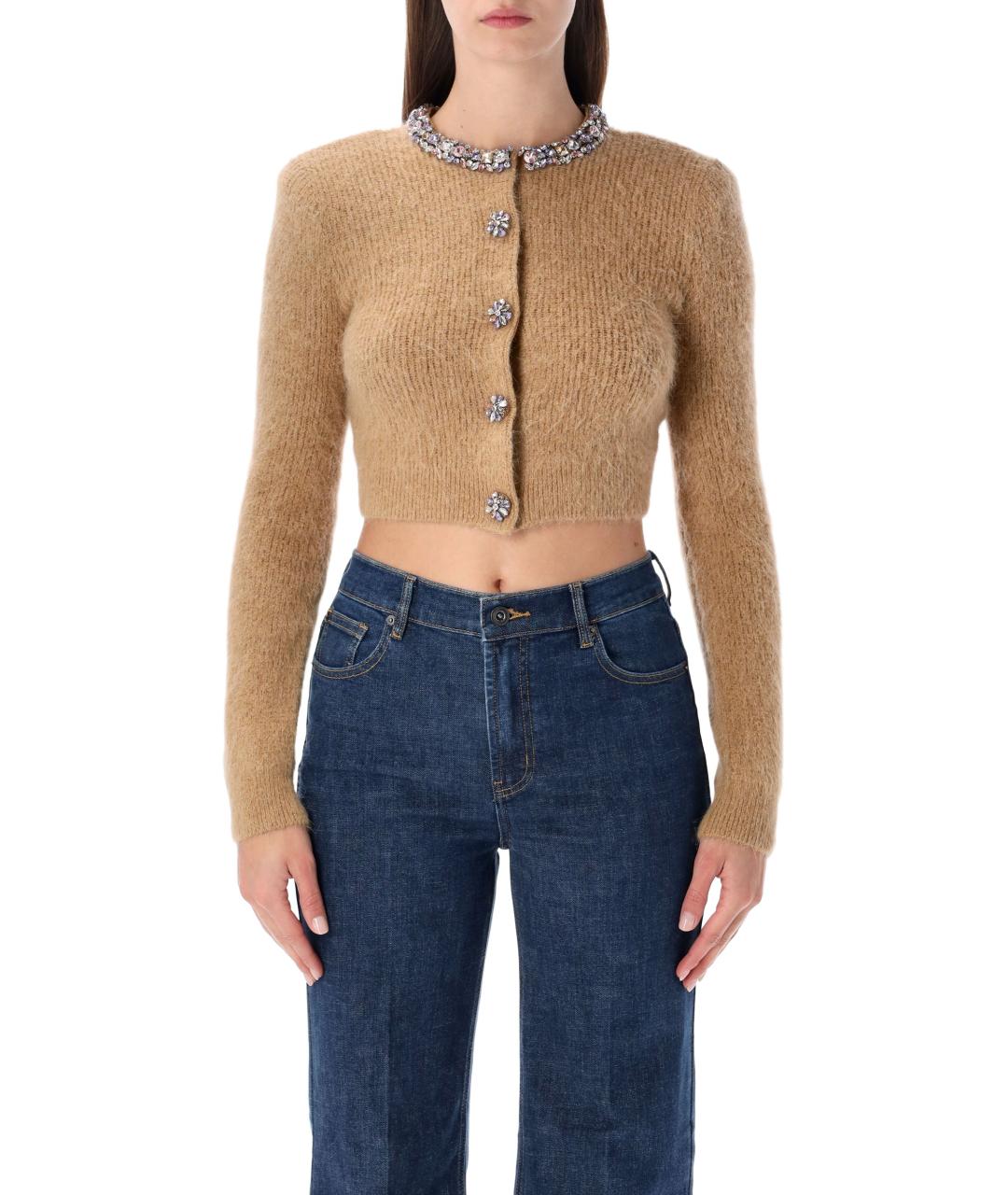 SELF-PORTRAIT Коричневый шерстяной кардиган, фото 4