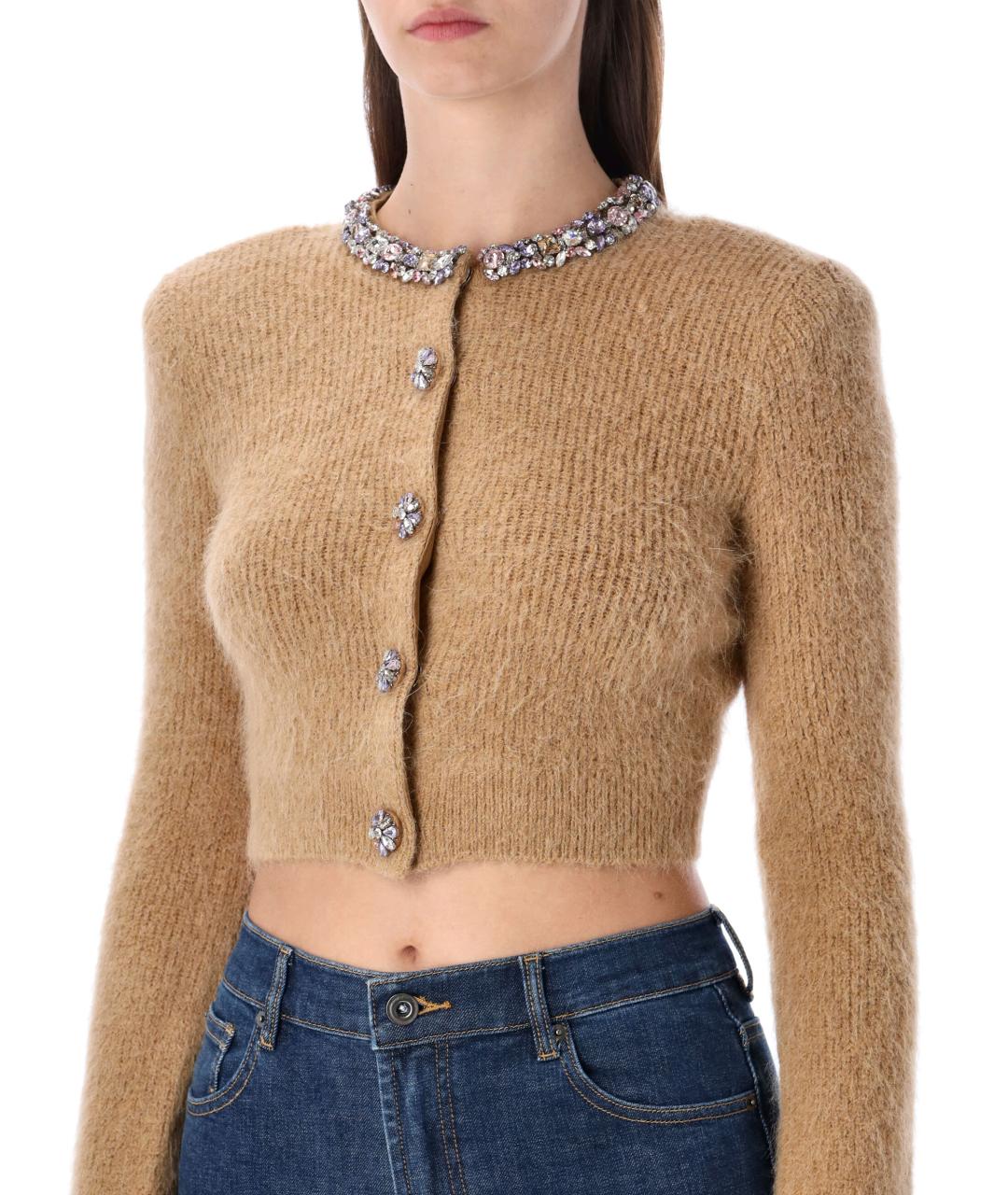 SELF-PORTRAIT Коричневый шерстяной кардиган, фото 3