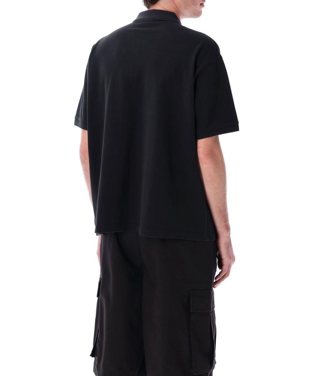 STUSSY Черное хлопковое поло с коротким рукавом, фото 3