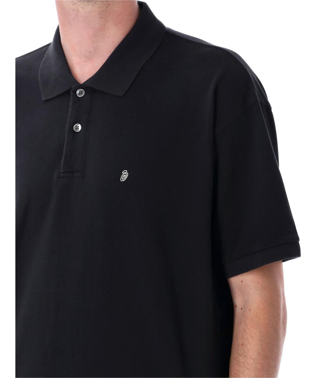 STUSSY Черное хлопковое поло с коротким рукавом, фото 4