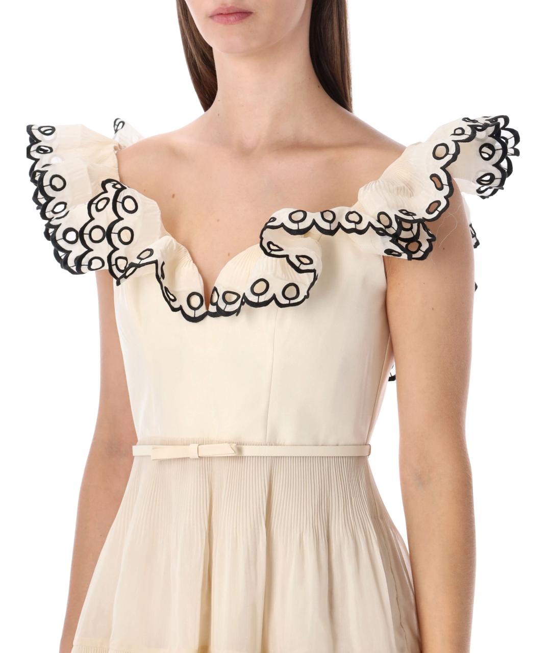 ZIMMERMANN Бежевое полиэстеровое платье, фото 4