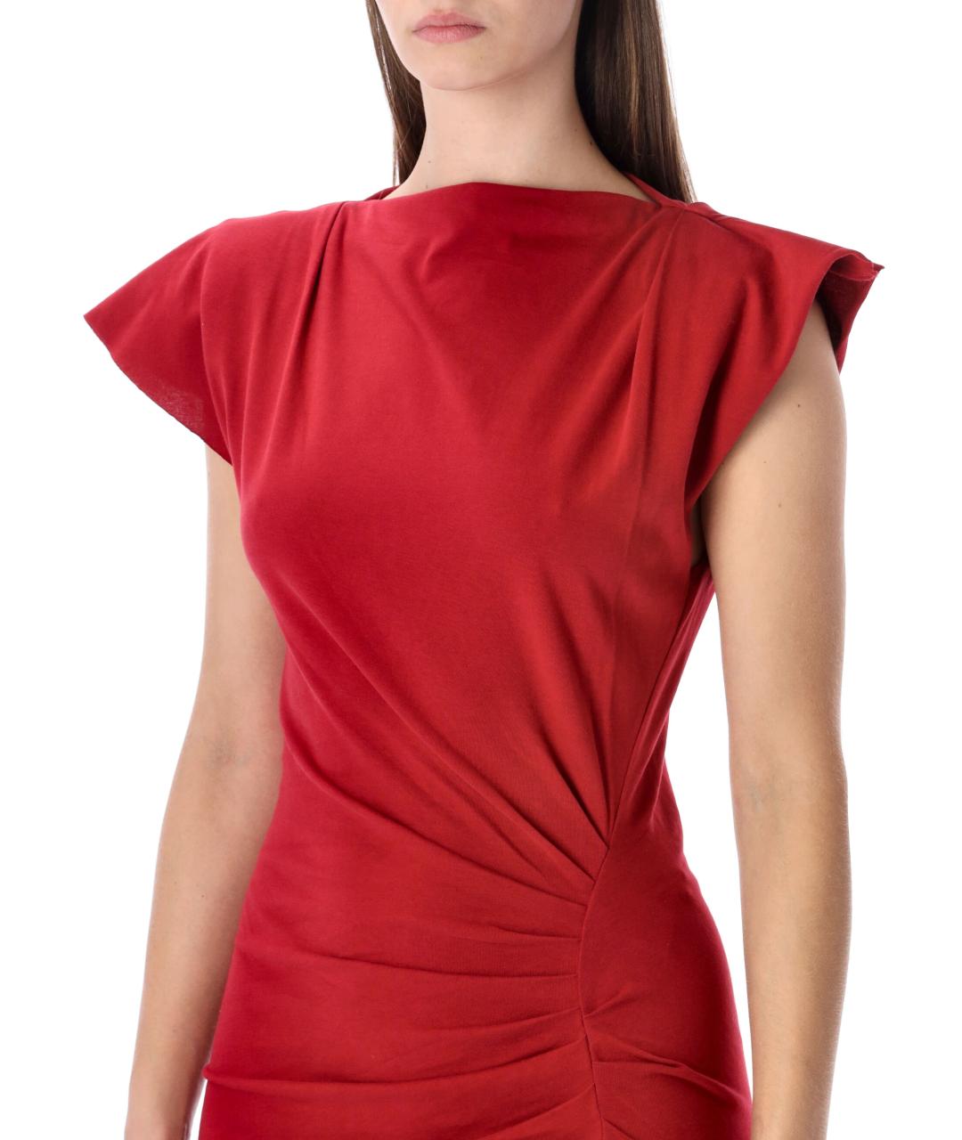 ISABEL MARANT ETOILE Красное хлопковое вечернее платье, фото 4