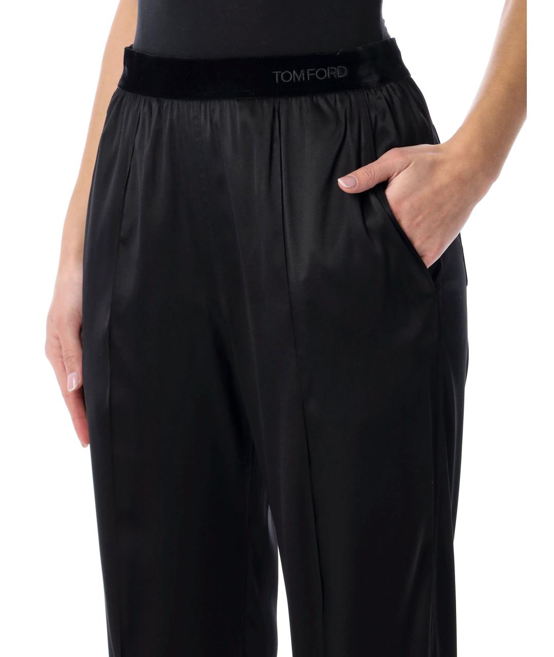 TOM FORD Черные шелковые прямые брюки, фото 4