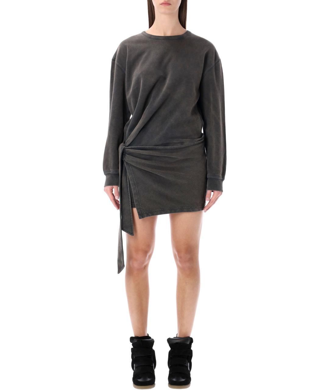 ISABEL MARANT ETOILE Серое хлопковое повседневное платье, фото 2