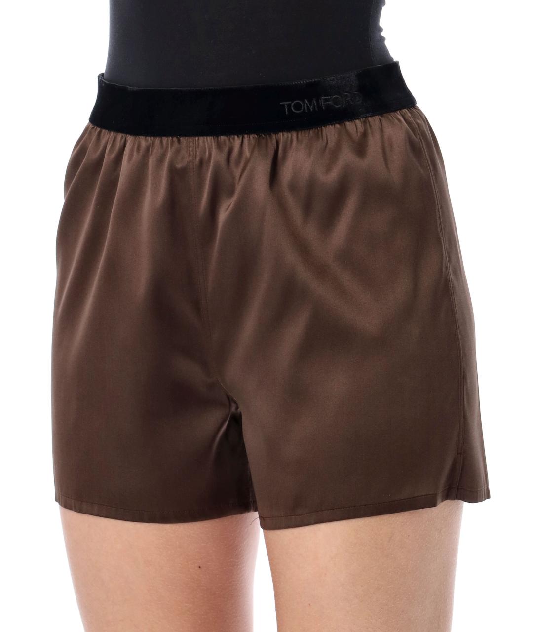 TOM FORD Коричневые шелковые шорты, фото 3