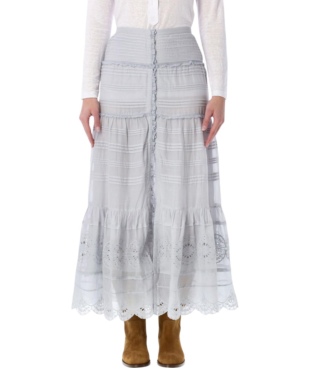 ISABEL MARANT ETOILE Серая хлопковая юбка макси, фото 4