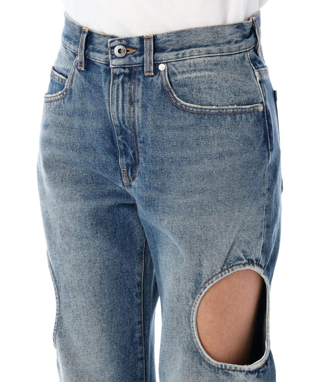 OFF-WHITE Синие хлопковые прямые джинсы, фото 4