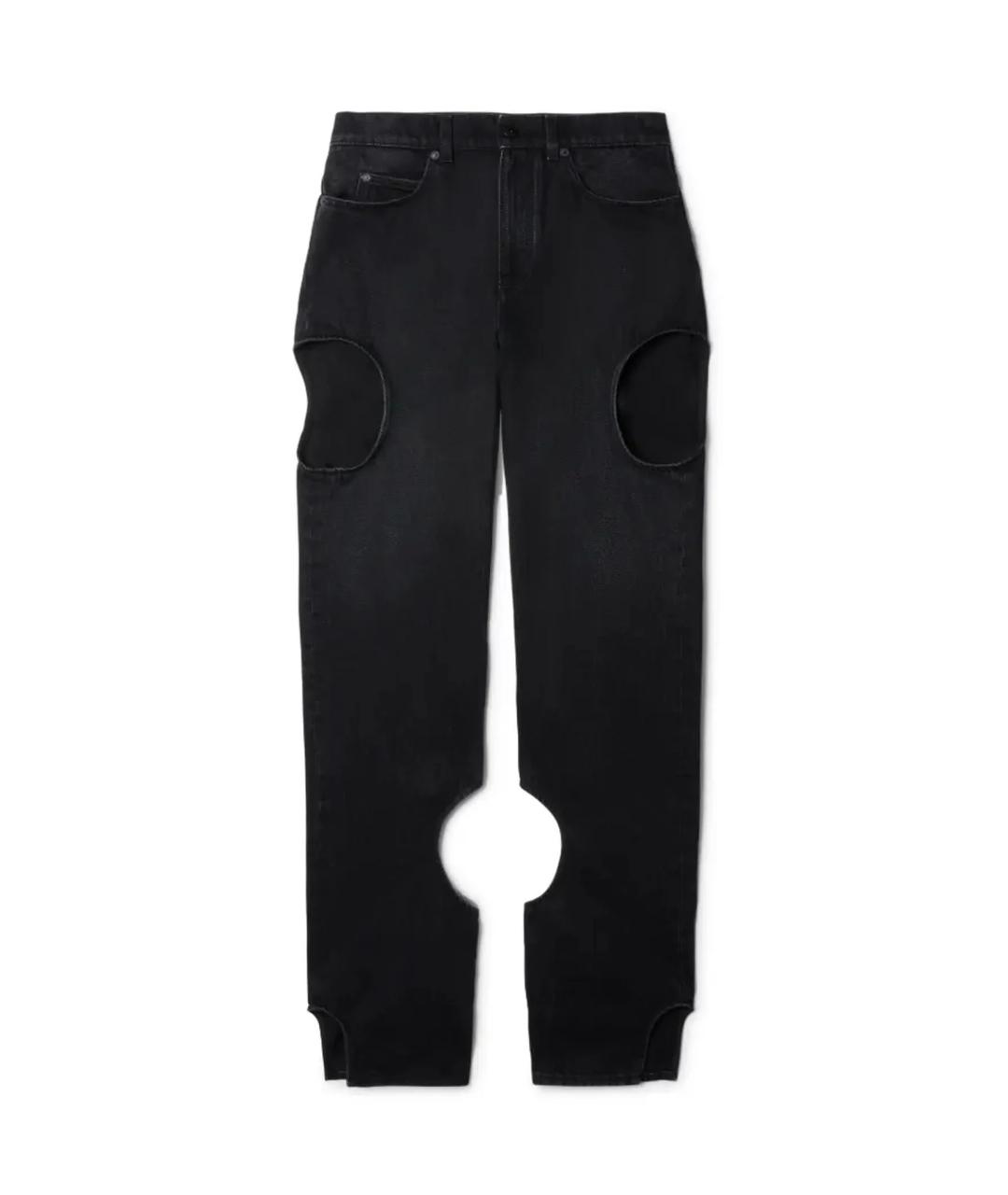 OFF-WHITE Черные хлопковые прямые джинсы, фото 1