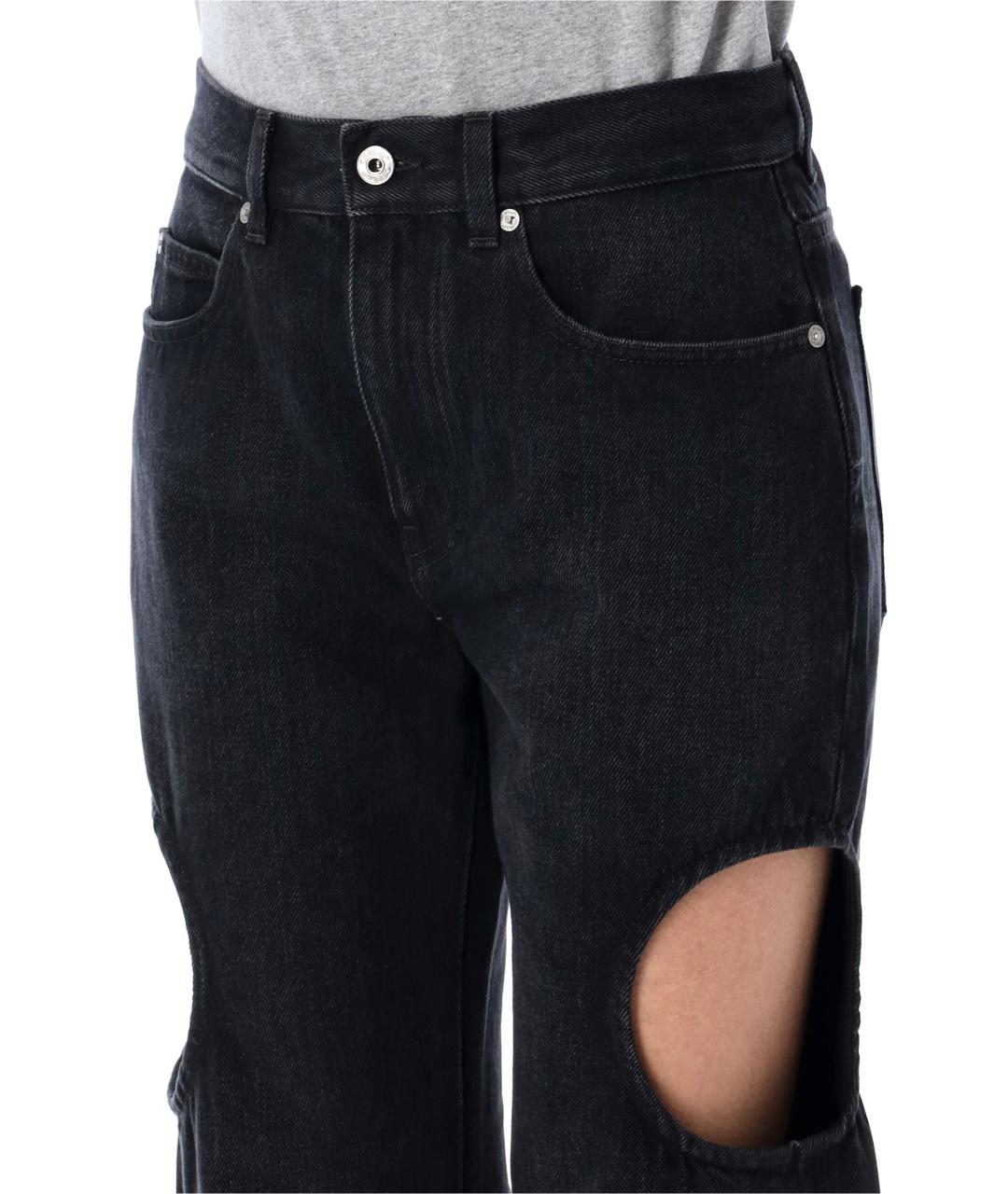 OFF-WHITE Черные хлопковые прямые джинсы, фото 4