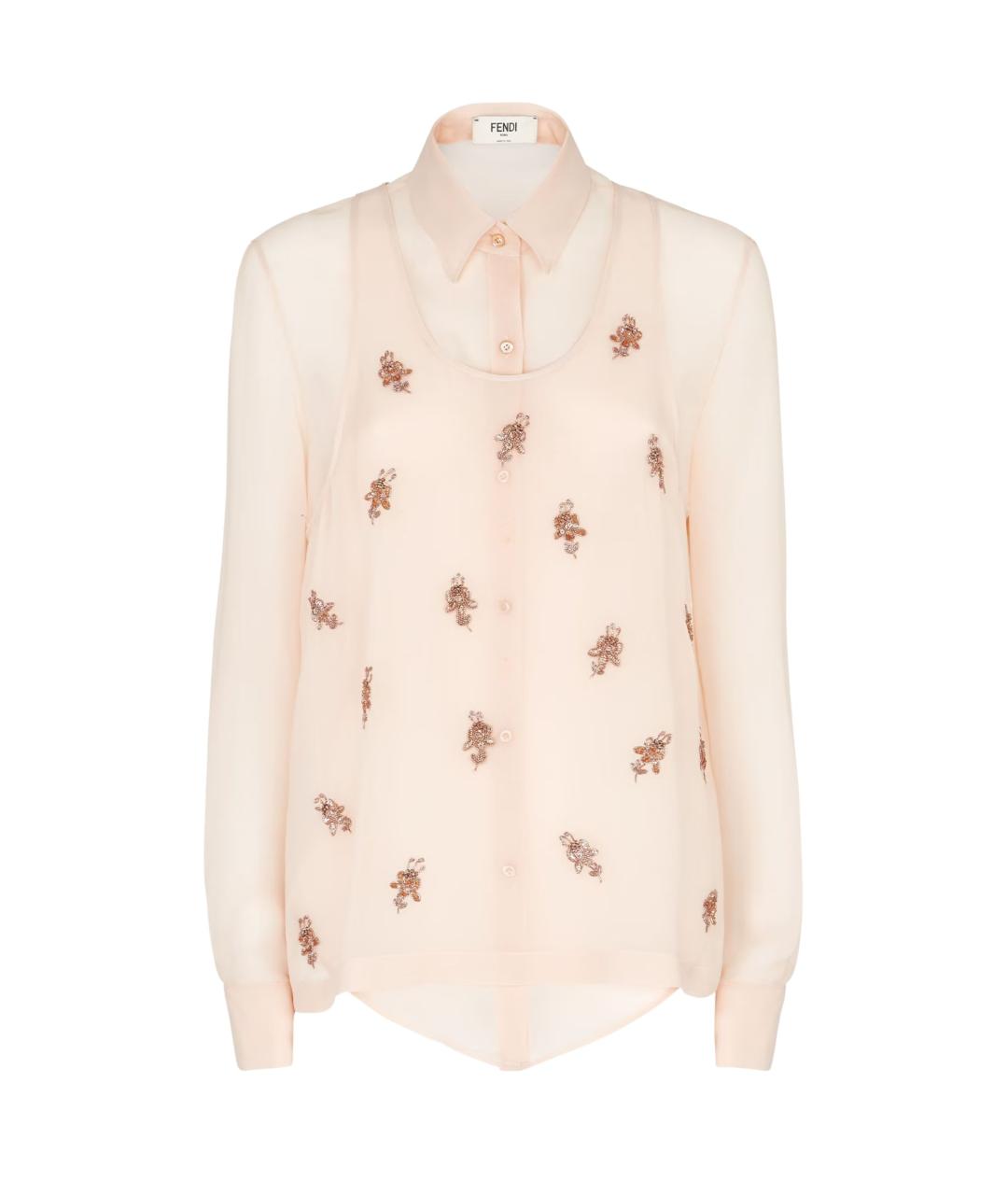 FENDI Розовая шелковая рубашка, фото 1