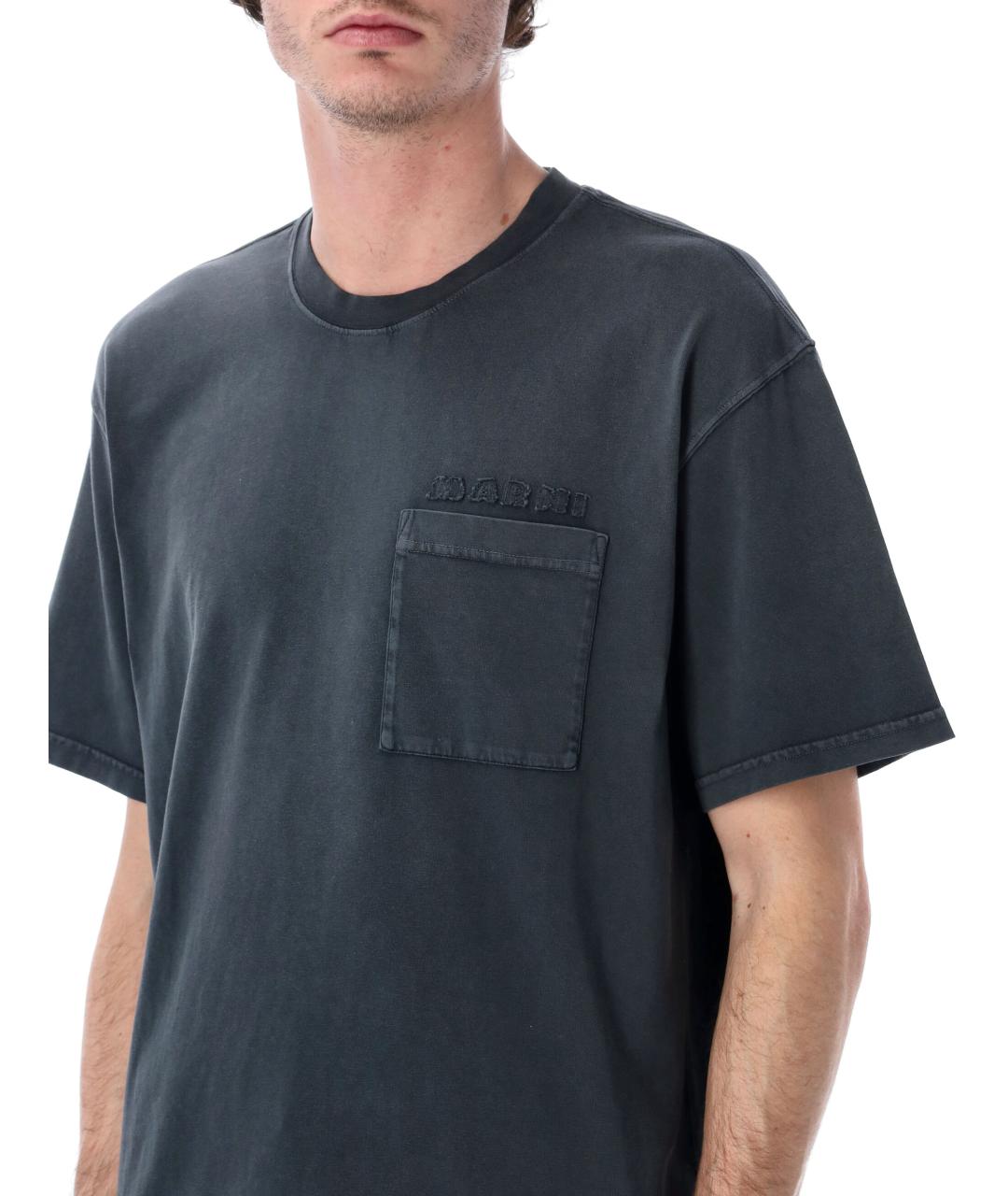 MARNI Черная хлопковая футболка, фото 3