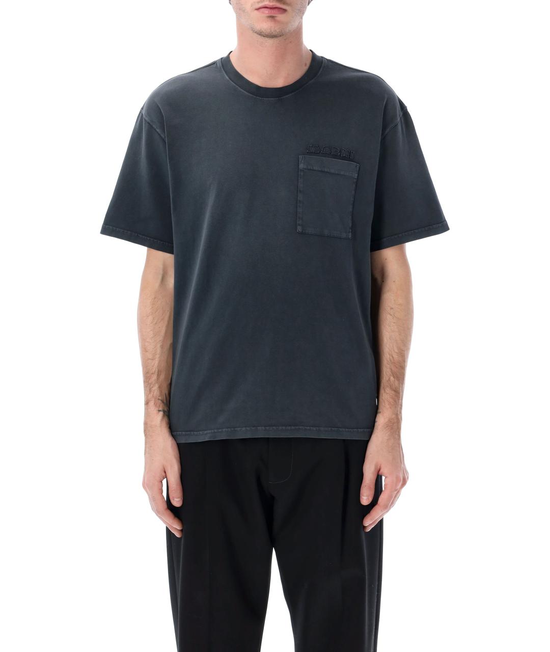 MARNI Черная хлопковая футболка, фото 4