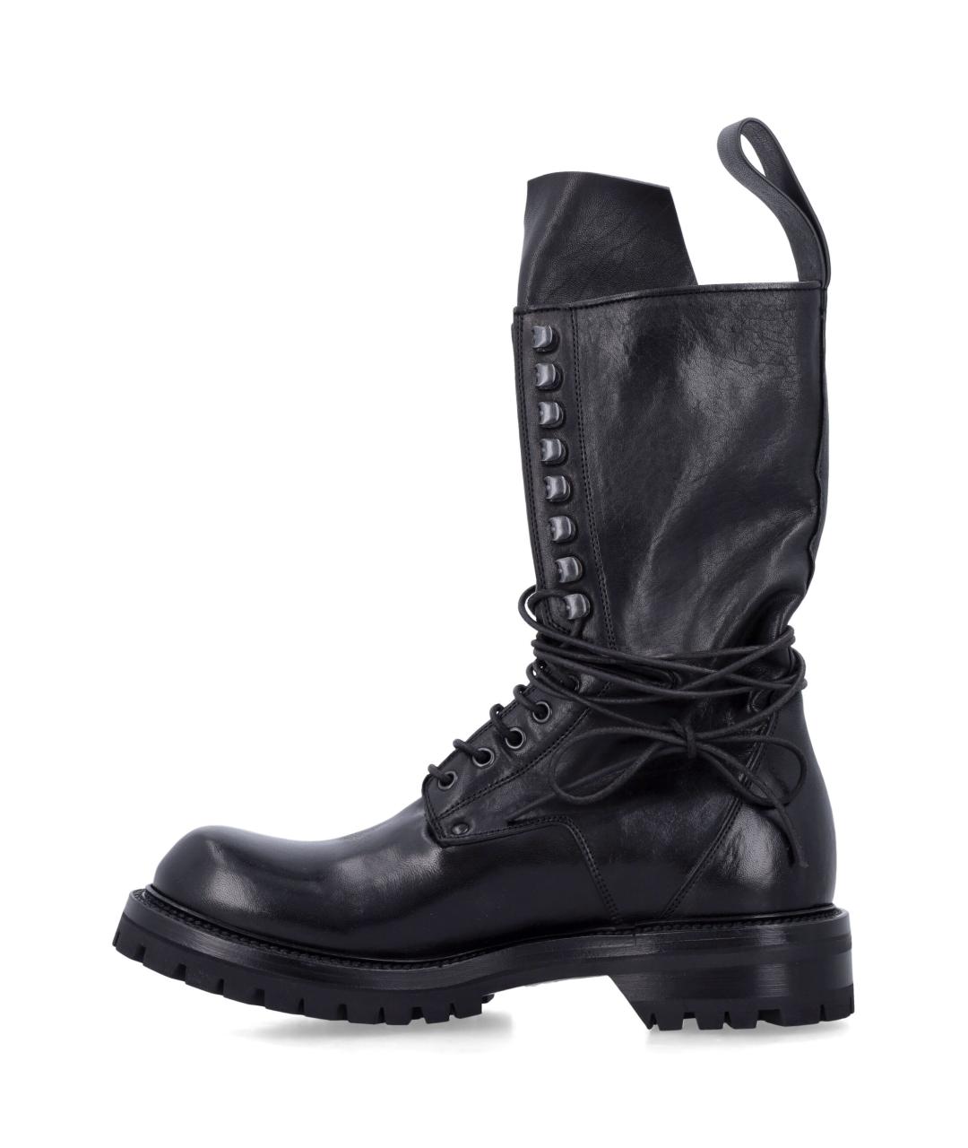 RICK OWENS Черные кожаные высокие ботинки, фото 3