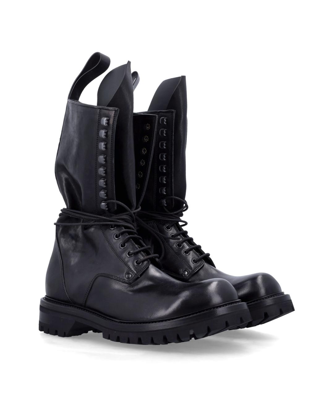 RICK OWENS Черные кожаные высокие ботинки, фото 2