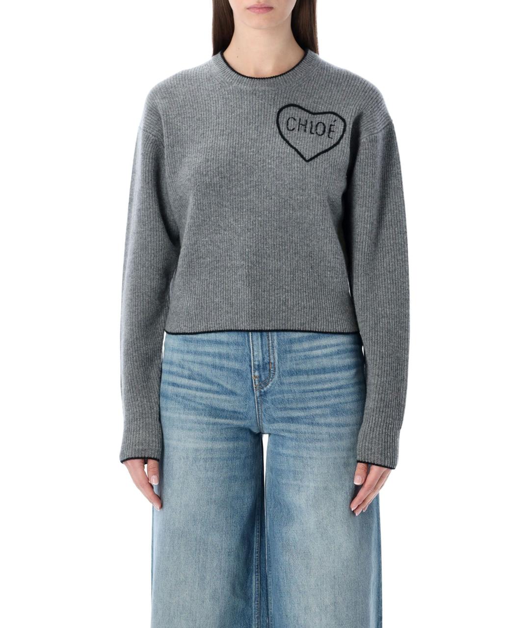 CHLOE Серый шерстяной джемпер / свитер, фото 2