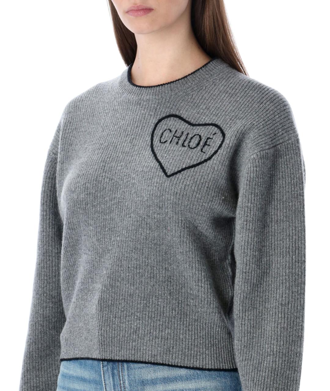 CHLOE Серый шерстяной джемпер / свитер, фото 4