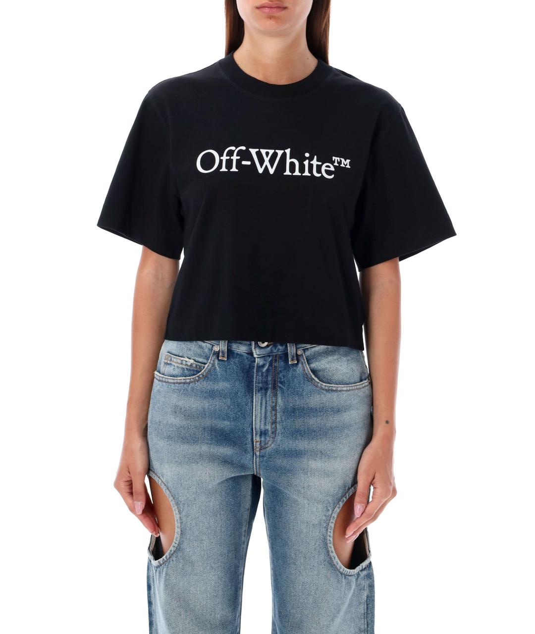 OFF-WHITE Черная хлопковая футболка, фото 2