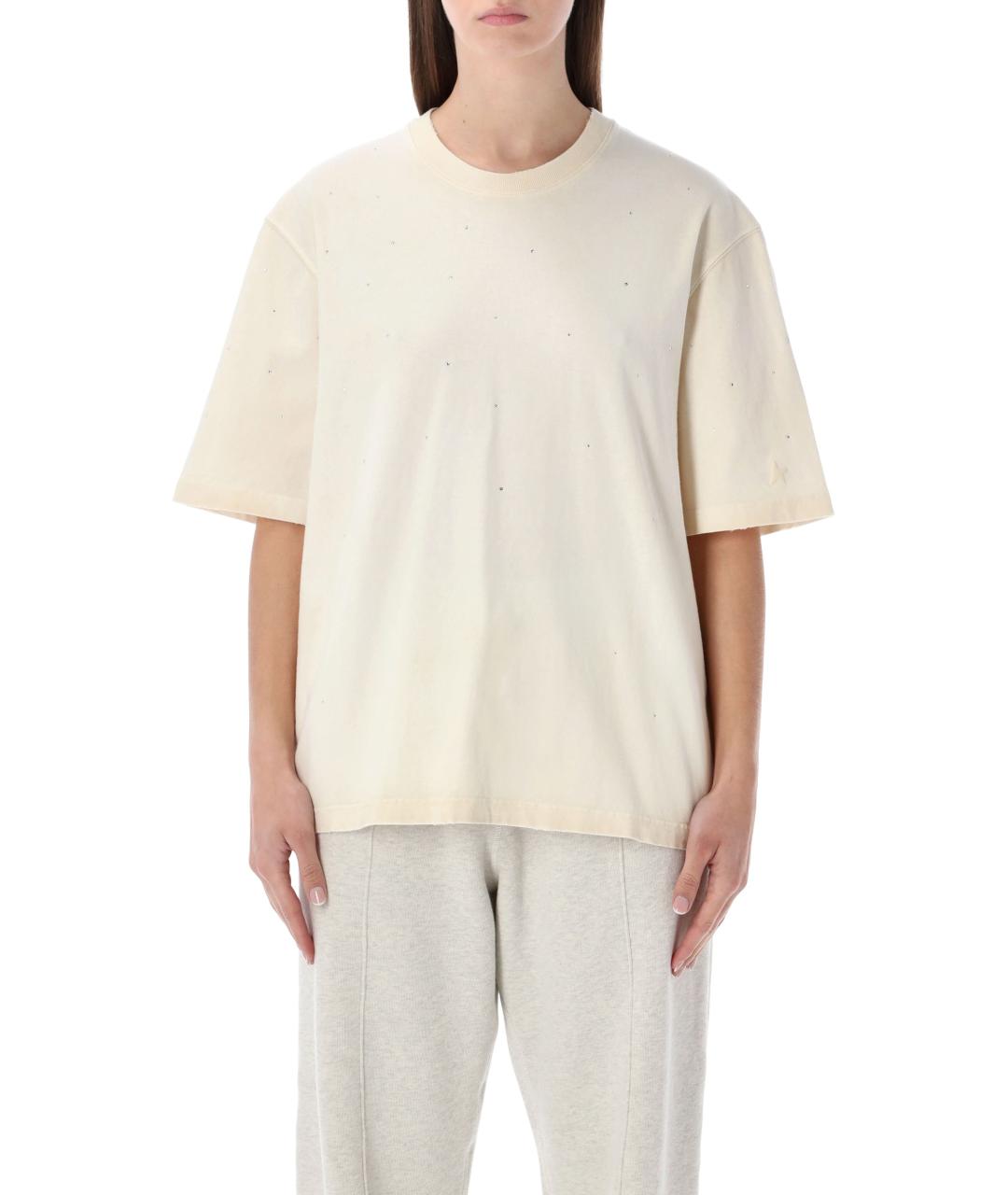 GOLDEN GOOSE DELUXE BRAND Бежевая хлопковая футболка, фото 2